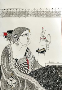 Abrar Ahmed, 12 x16 Inch, Pen and ink On Paper, Figurative Painting, AC-AA-307